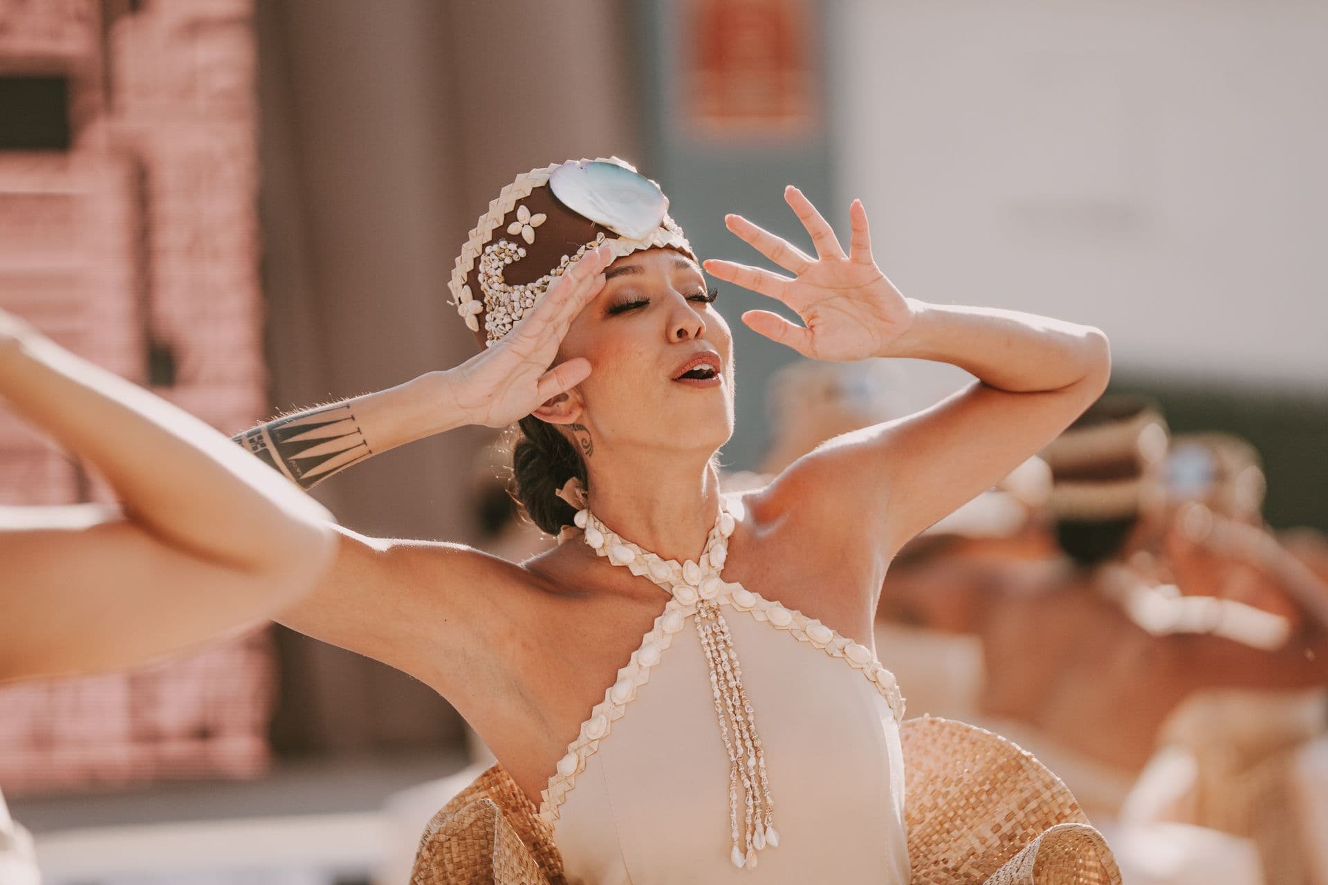 A dancer caught in an emotional moment during their performance